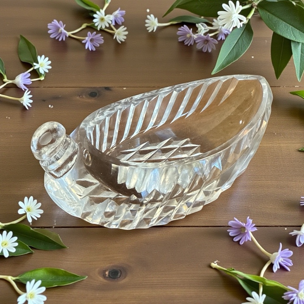 Vintage Lead Crystal Bird Candy Dish | Mid Century Trinket Bowl | Cut Glass